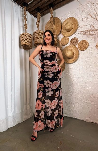 Vestido Tule Alça preto