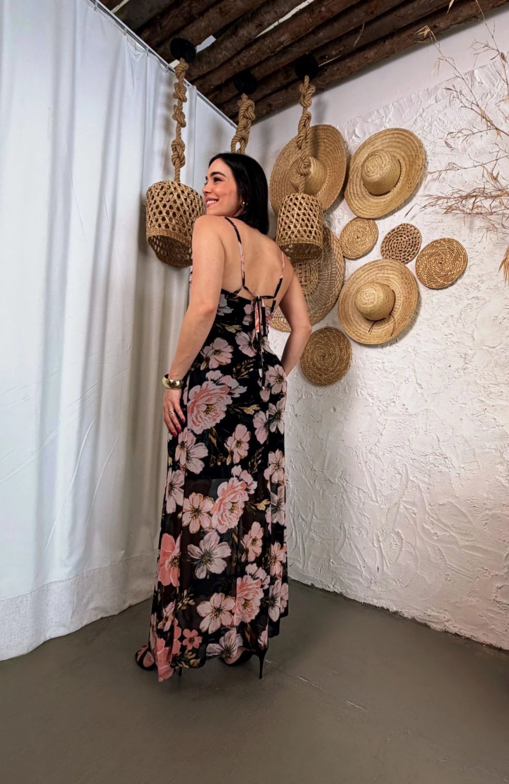 Vestido Tule Alça preto
