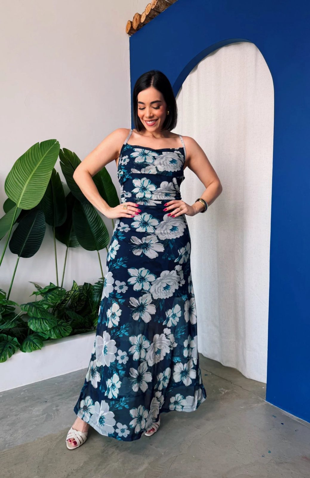Vestido Tule Alça azul