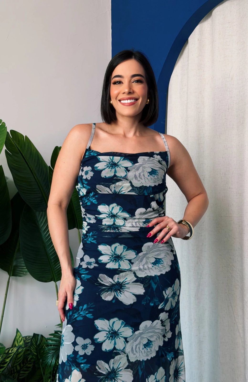 Vestido Tule Alça azul
