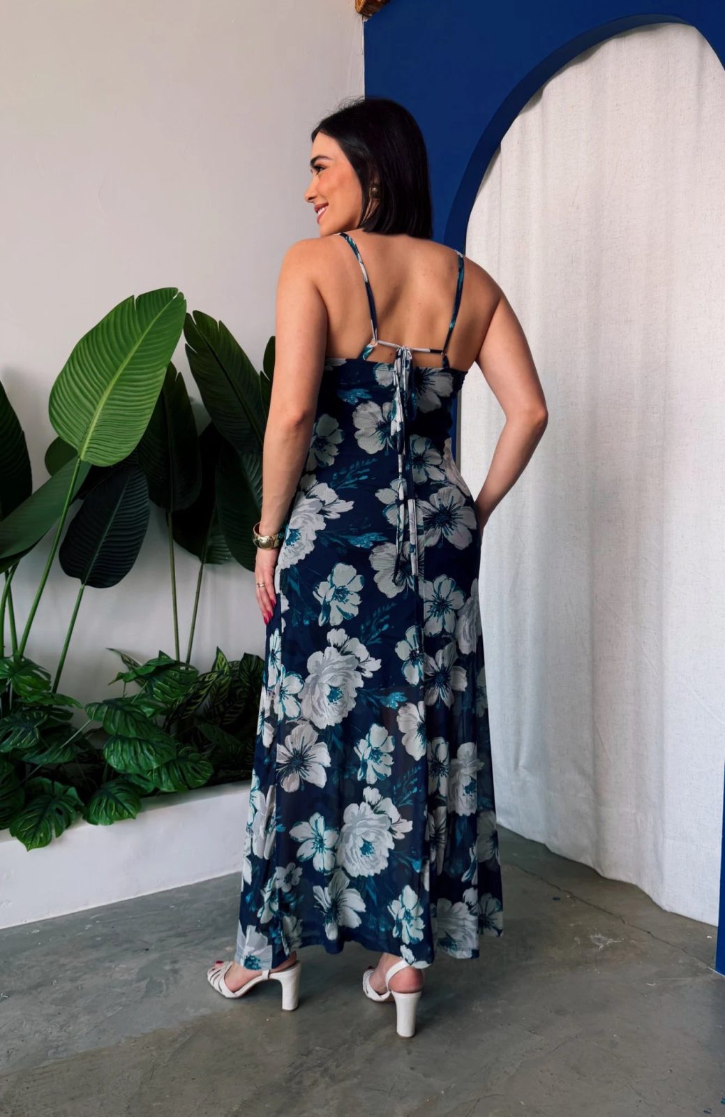 Vestido Tule Alça azul