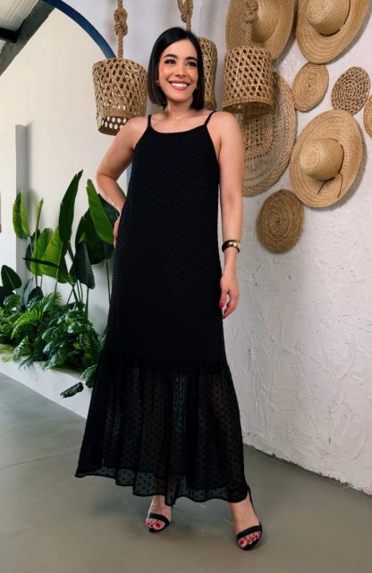 Vestido Crepe Chiffon preto