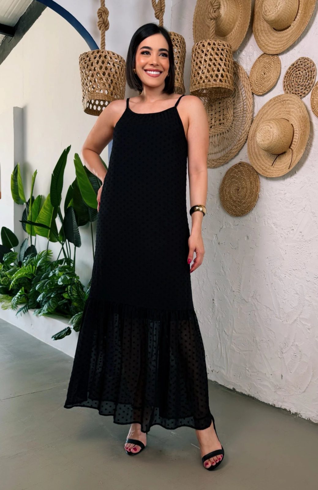 Vestido Crepe Chiffon preto