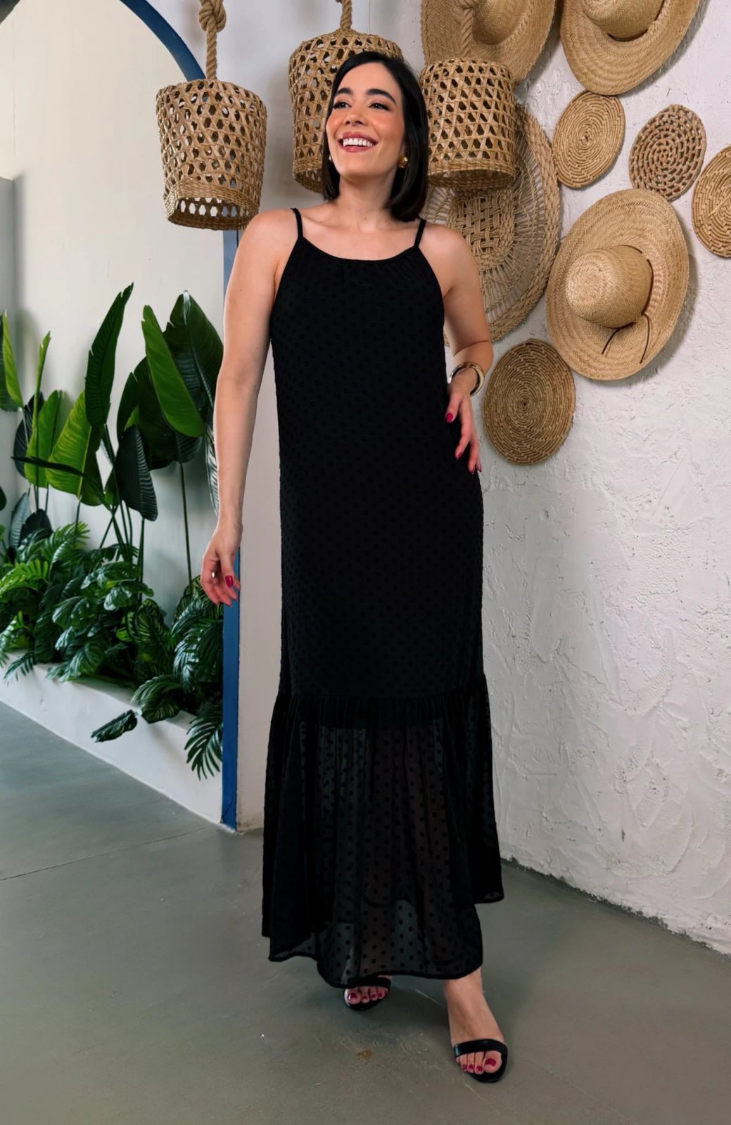Vestido Crepe Chiffon preto