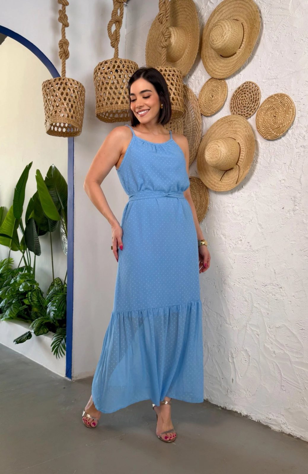 Vestido Crepe Chiffon azul