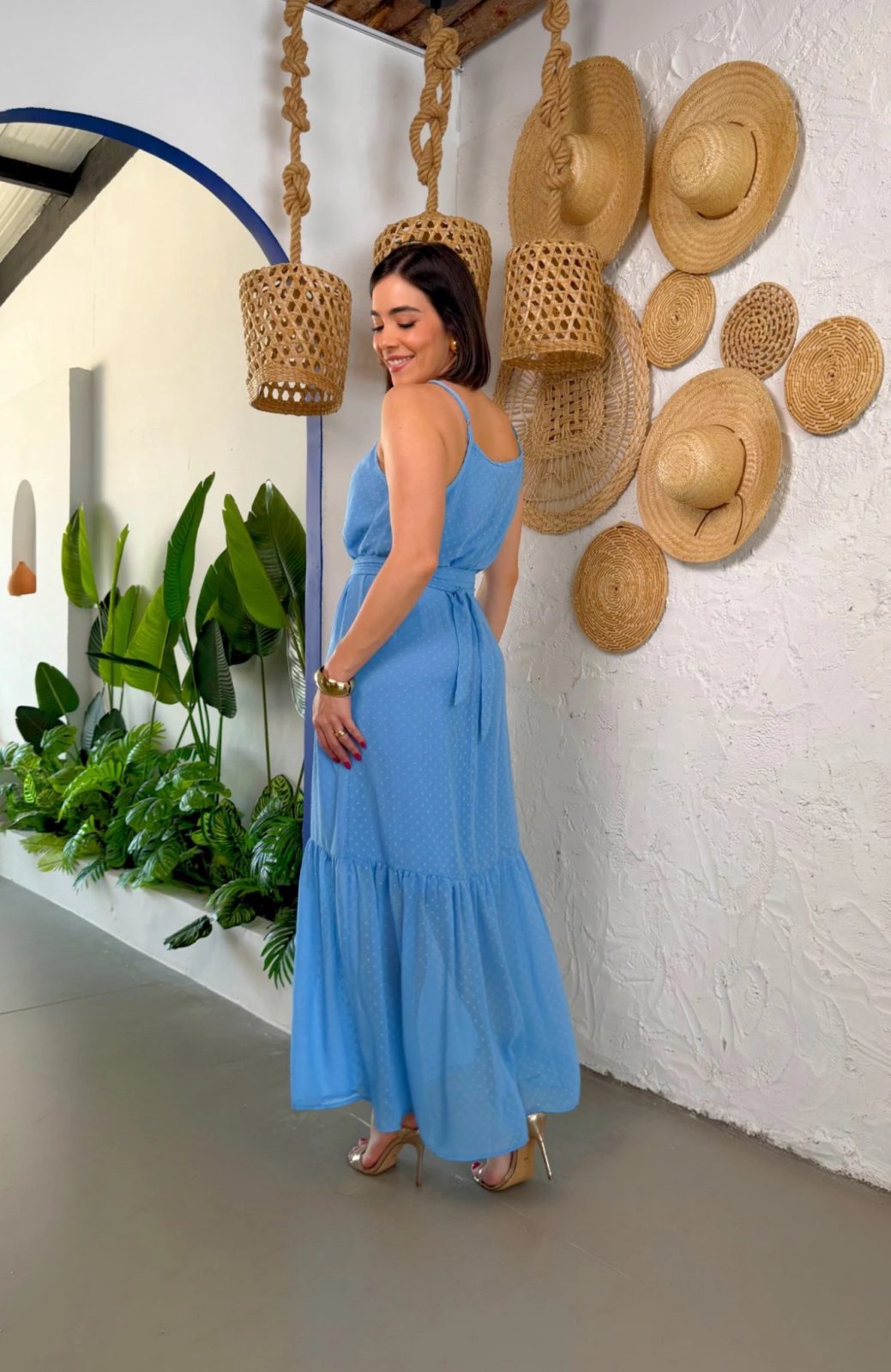 Vestido Crepe Chiffon azul