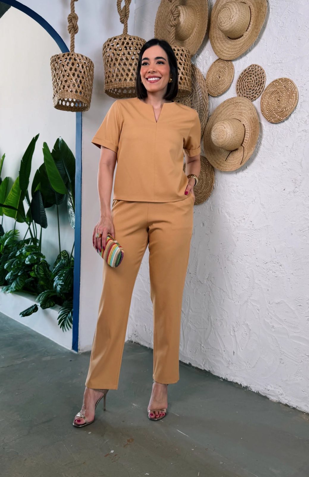 Conjunto Crepe bege