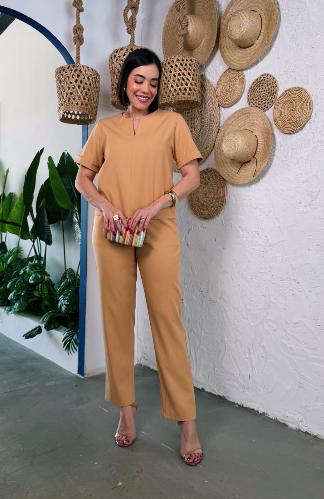 Conjunto Crepe bege