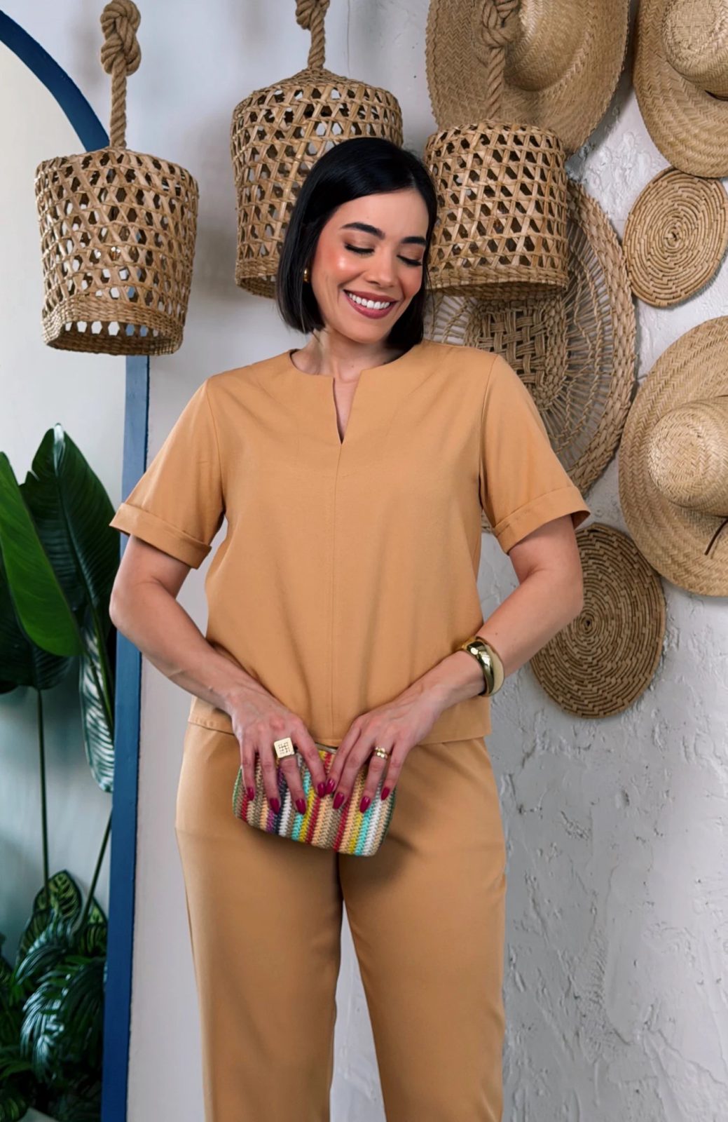 Conjunto Crepe bege